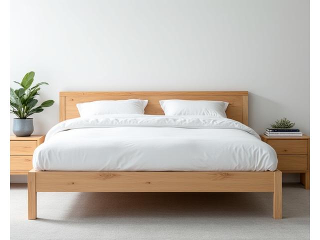 Sustainable white oak bed frame