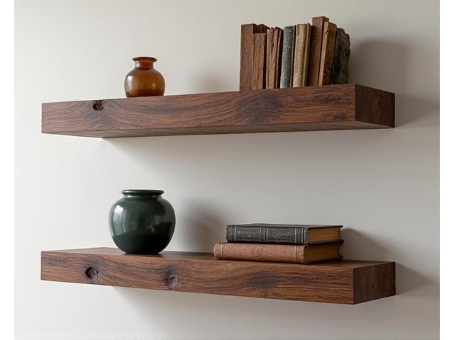 Hand-carved floating shelves