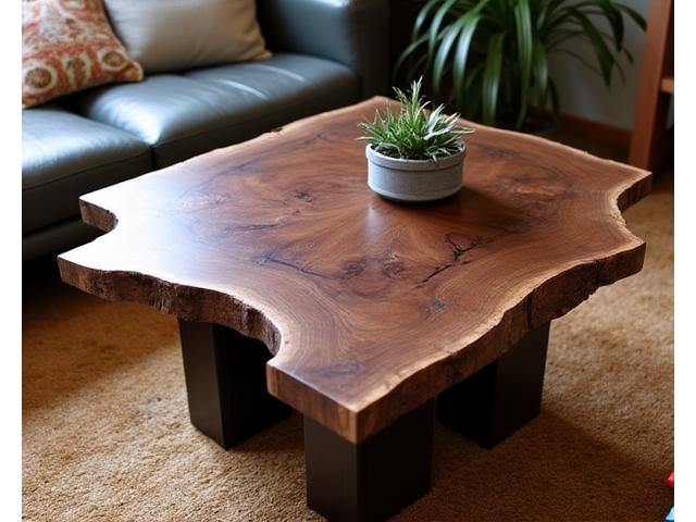 Live-edge walnut coffee table