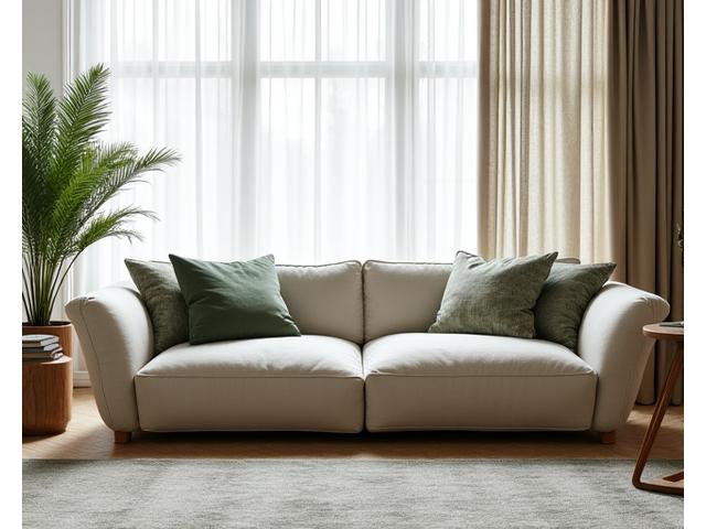 Custom organic linen sofa